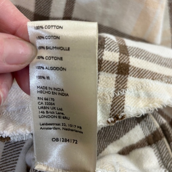 We The Free Plaid Button Down Shirt - Cream and Brown - Picture 4 of 4